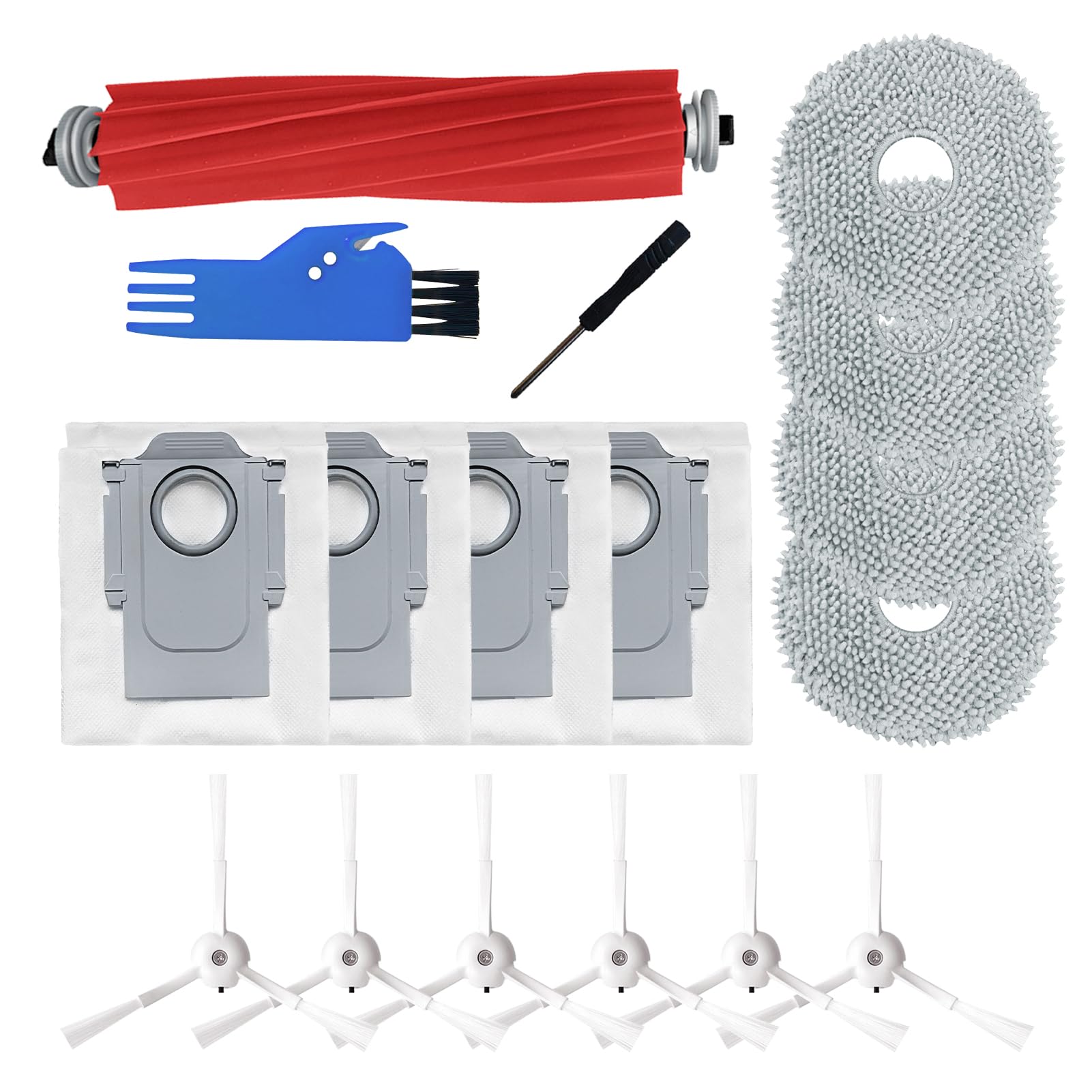 

Roborock Q Revo P10 Vacuum Cleaner Replacement Parts Set (1 Main Brush, 6 Side Brushes, 4 Mop Cloths, 4 Dust Bags) (17-Piece Set)