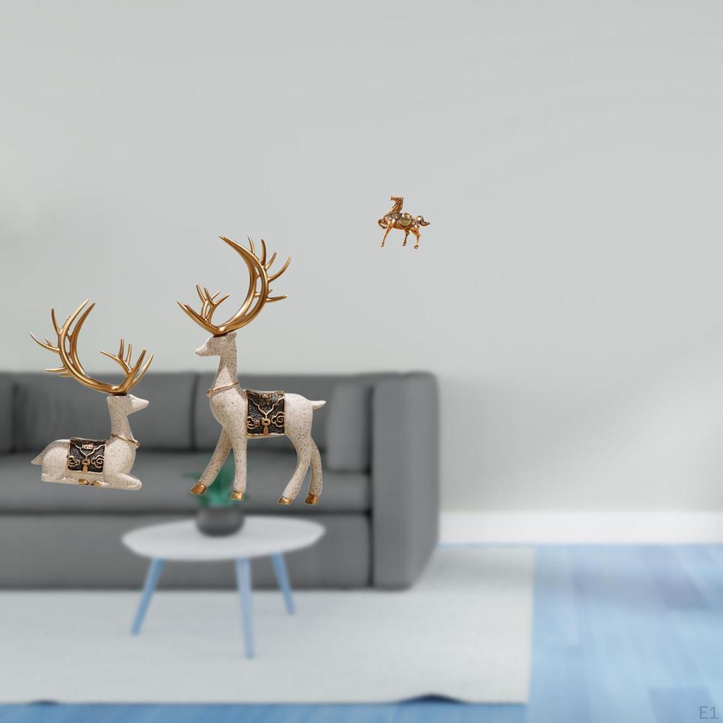 Elegant Reindeer And Horse Figurines Set Graceful Deer Statues for Living Room Office Desk