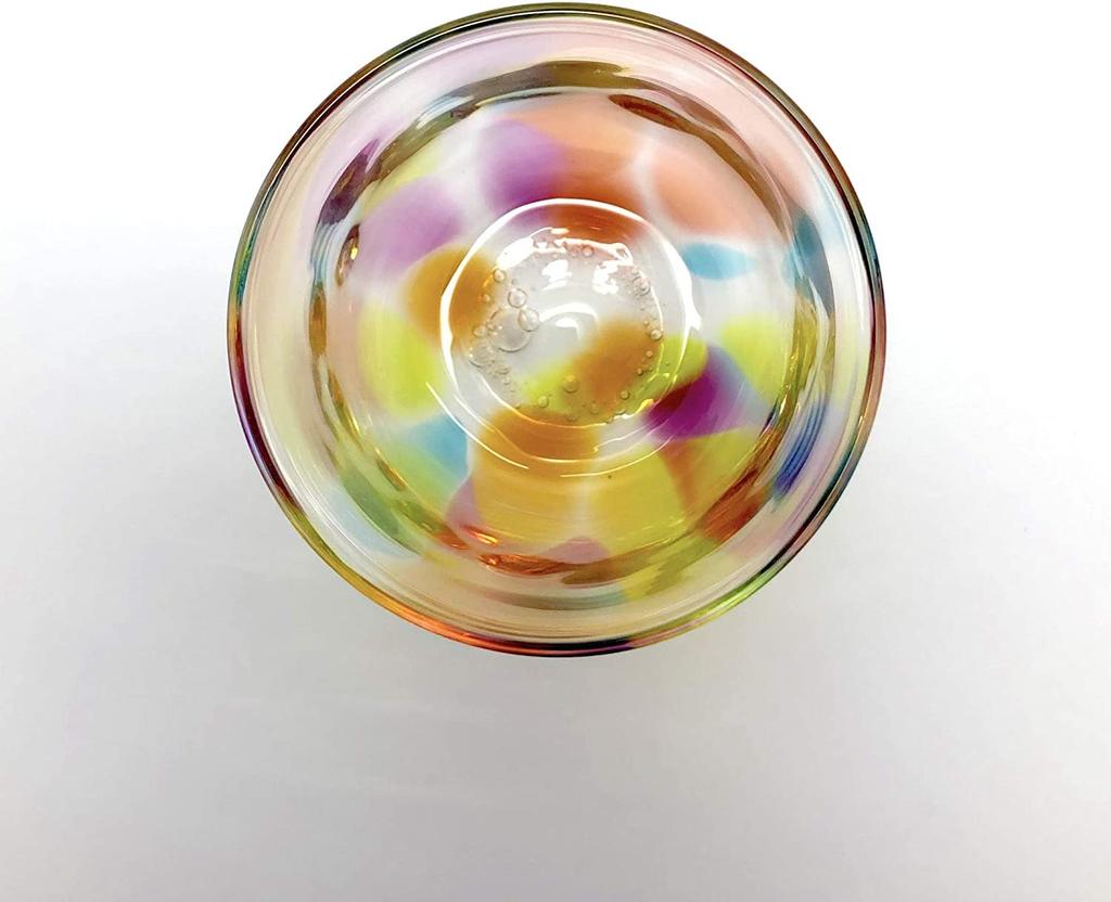 Hizen Bidoro Sake Rock Rainbow Old Fashioned Tumbler Made in Japan Gift Glass, Glass, [Traditional Craft/Blown Glass/Gift/350ml] (Celebration Present)