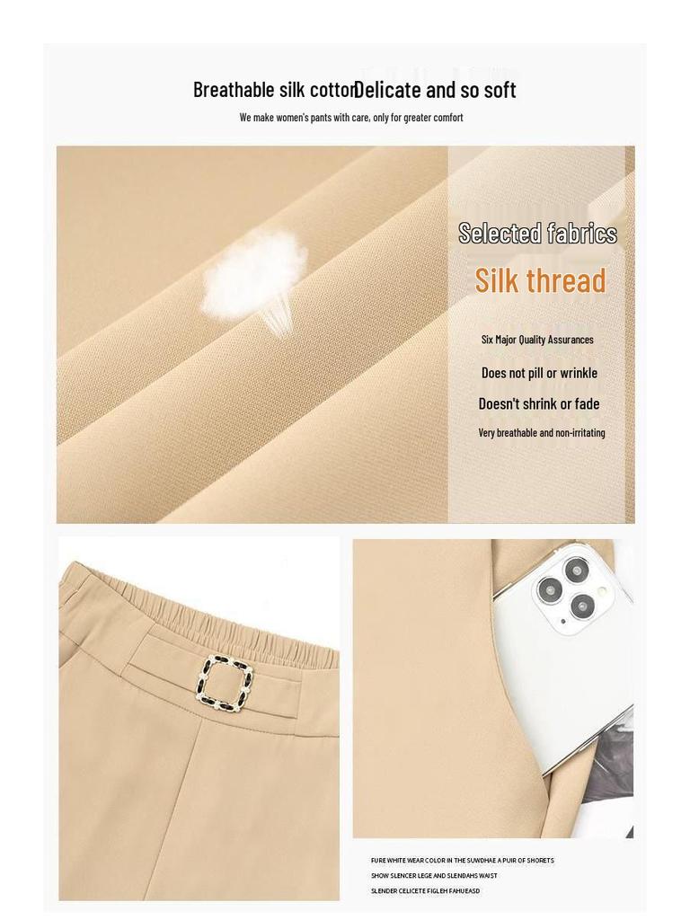 Women's Spring/Summer High Waist Elastic Wide Leg Pants - Slimming, Loose, Straight Leg, Casual Drapey Fit