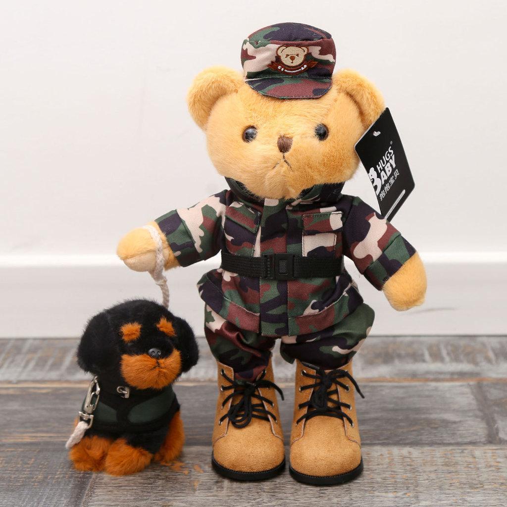 Police Bear Teddy German Shepherd Cute Animal Plush Toy With Rope For Collectors