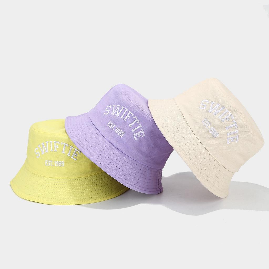 New SWIFTIE embroidered bucket hat trendy summer fashion fans fan hat couple sunscreen basin hat breathable