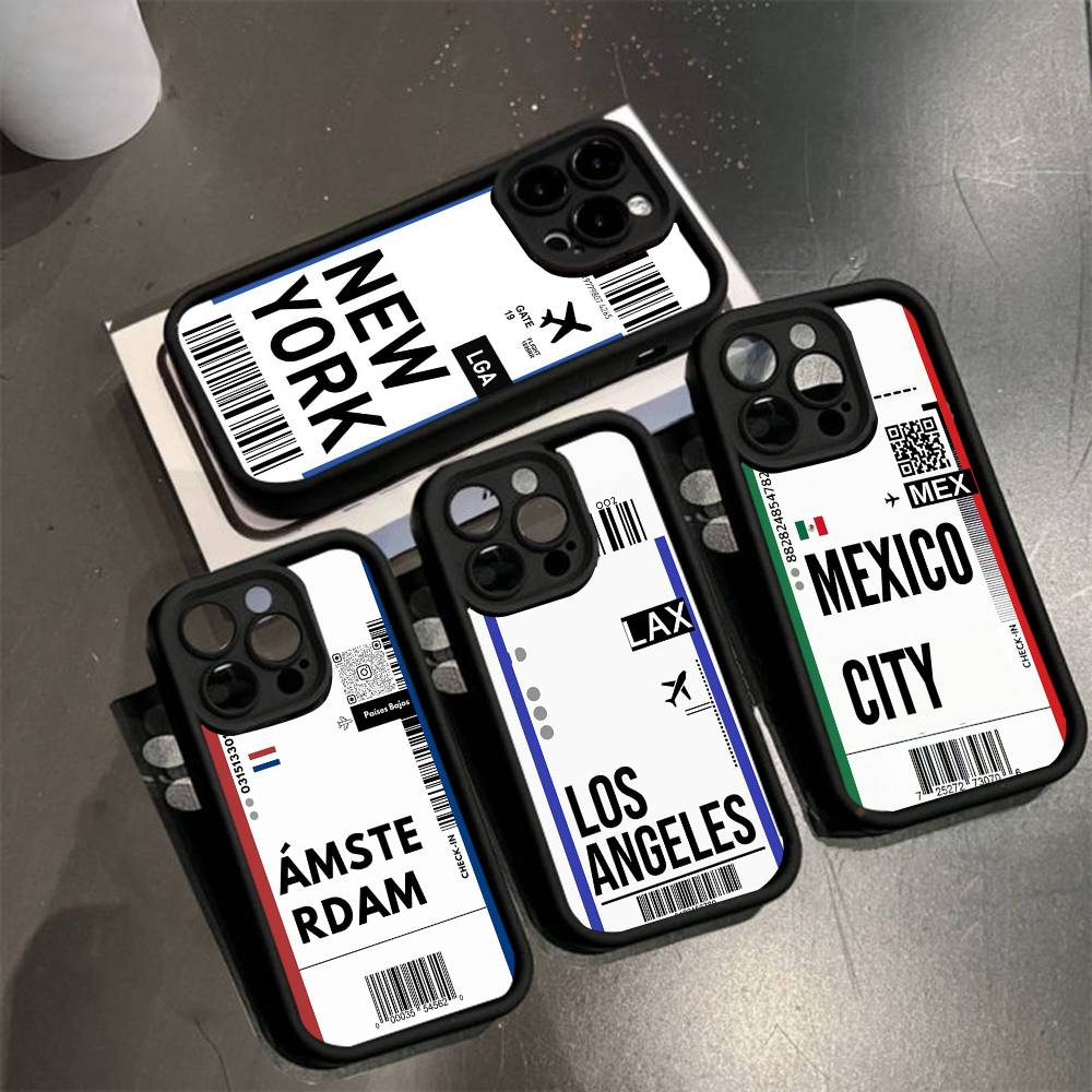 Funny World City Tourist Ticket Soft Silicone Case For Iphone 17 Air 16 15 14 13 12 11 Pro Max Plus Shockproof TPU Phone Cover