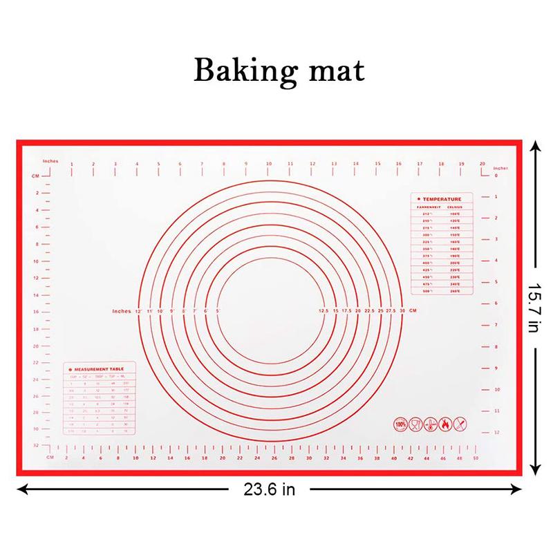 

Silicone Baking Mat, Non-Stick Pastry Mat Extra Large With Measurements For Baking - Pizza Dough Rolling Mat червоний