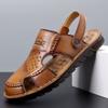 2025 men's shoes summer leather beef tendon sole sandals men's bag head beach shoes summer casual outdoor dual-purpose sandals non-slip