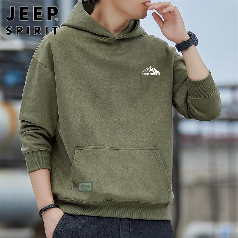 JEEP SPIRIT Men's Spring Loose Hooded Sweatshirt