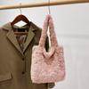 Women Clutch Handbag Retro Autumn Winter Shoulder Tote Fluffy Soft Plush Portable Travel Purse for Ladies Girl Gift