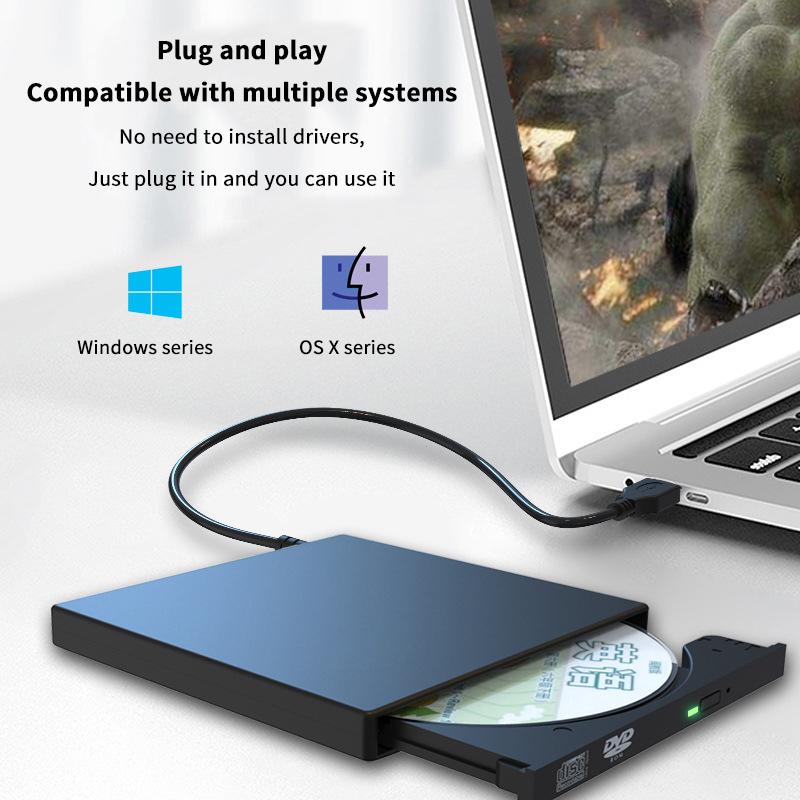 Usb 2.0 External Dvd Player Cd Drive Mp3 Music Movies Portable Reader For Windows 7/ 8/ 10 Laptop Desktop Pc Computer