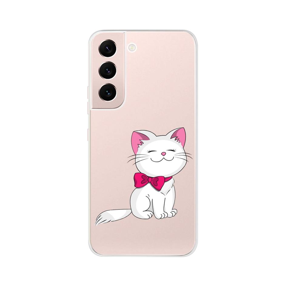 Beautiful Flower Phone Case For Samsung Galaxy S22 Pro S 22 Ultra 5G Case Cute Cat Soft Silicone TPU Cover For Samsung S22 22Pro
