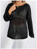 Cross-Border Casual Loose Knit Hollow Sweater: Women's Lightweight Bell Sleeve, Round Neck, Solid Color