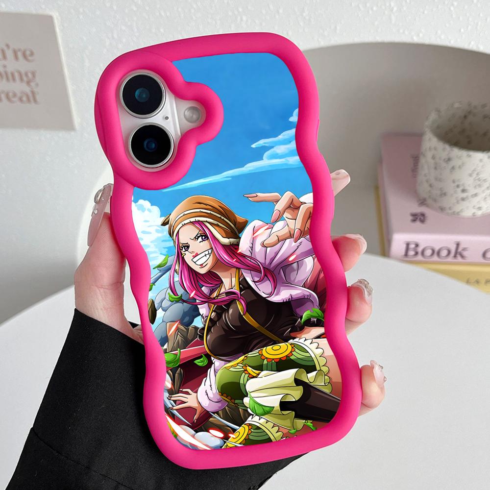 Jewelry Bonney Phone Case for iPhone 17 16 15 14 13 12 11 Air Pro Max Plus Red Soft TPU Wavy Edge Cover