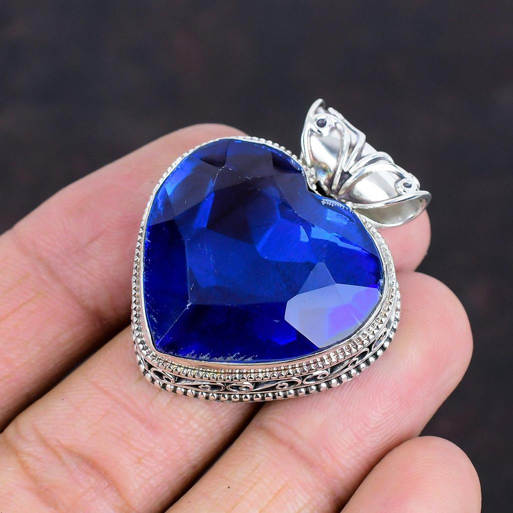 Faceted Tanzanite Quartz Pendant Vintage Pendant 925 Sterling Silver Pendant Natural Gemstone Jewelry Handmade Elegant Pendant Gifts for Her