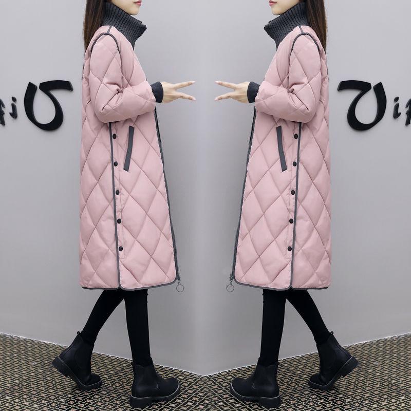 

Женское демисезонное/зимнее корейское пуховое хлопковое пальто средней длины большого размера, легкое, выше колена 4XL (recommended 155-170 jin) розовый