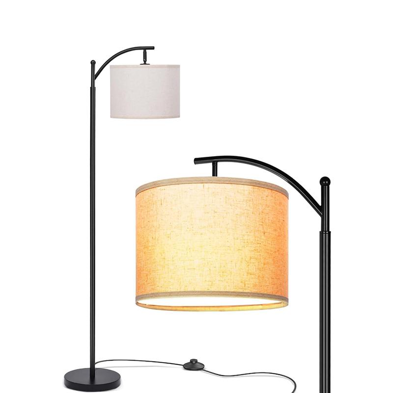 

Светодиодный напольный светильник с пультом дистанционного управления, 3-цветовая температура, регулируемая яркость, современный напольный светильник с абажуром из льна для гостиной EU чёрный