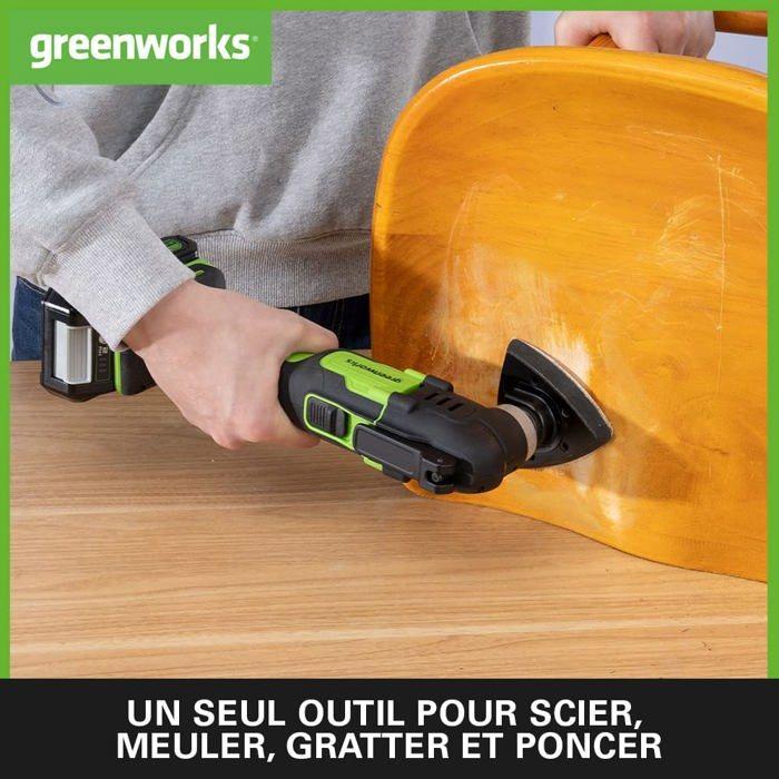 Outil multifonction oscillant - greenworks - g24mt - 24v - 18000 opm - lampe led intégrée