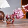 Flower-Infused Glass Mug - Decorative Dried Flower Clear Coffee/Tea Cup (Multi-Color Options)