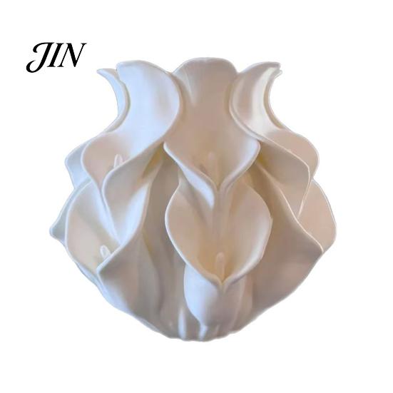Konservierte Blume Behälter 3D Gedruckte Calla Lilie Relief Vase, Mini Dekorationsvase für Trockenblumen, Minimalistische Matte Weiche Textur Weiß Schreibtisch