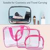 3 Pack Clear PVC Zippered Toiletry Carry Pouch Portable Cosmetic Makeup Bag for Vacation, Bathroom and Organizing