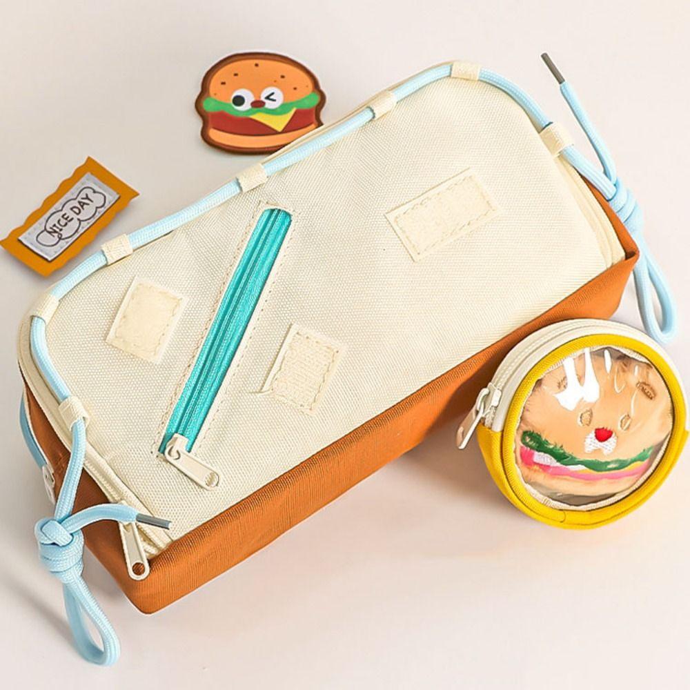 Large Capacity Hamburger Pencil Case Aesthetic Bag Organizer Box School Cases Pouch  Student