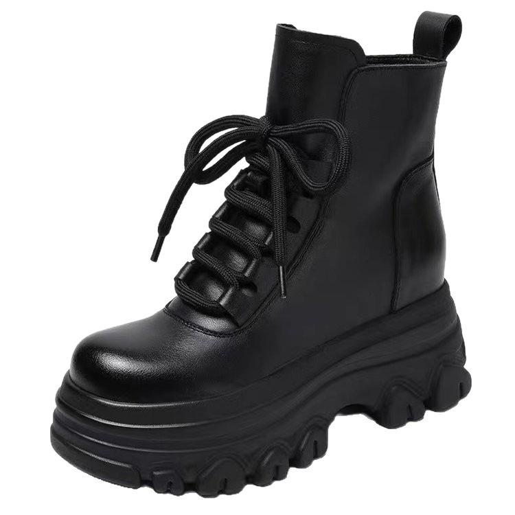 Thick-soled soft-soled heightening Martin boots New velvet warm cotton boots Skinny non-slip snow short boots