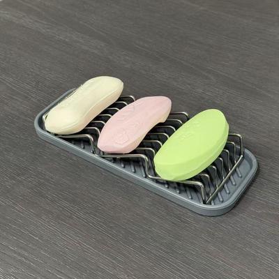 Stainless Steel Wave Shaped Soap Box Household Bathroom Drainage Soap Storage Rack With Silicone Pad