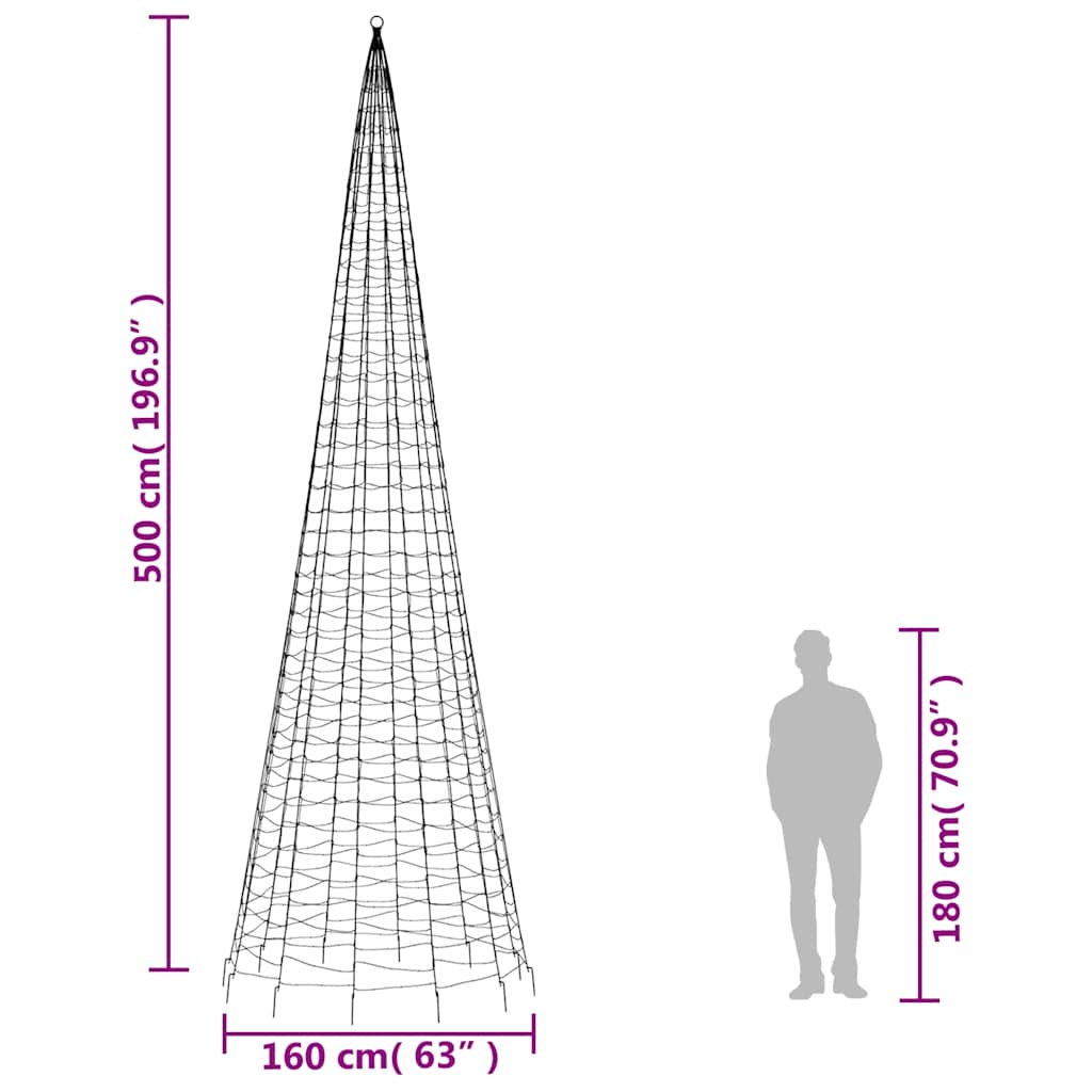 LED Christmas Tree 1534 Cold White LEDs 500 Cm