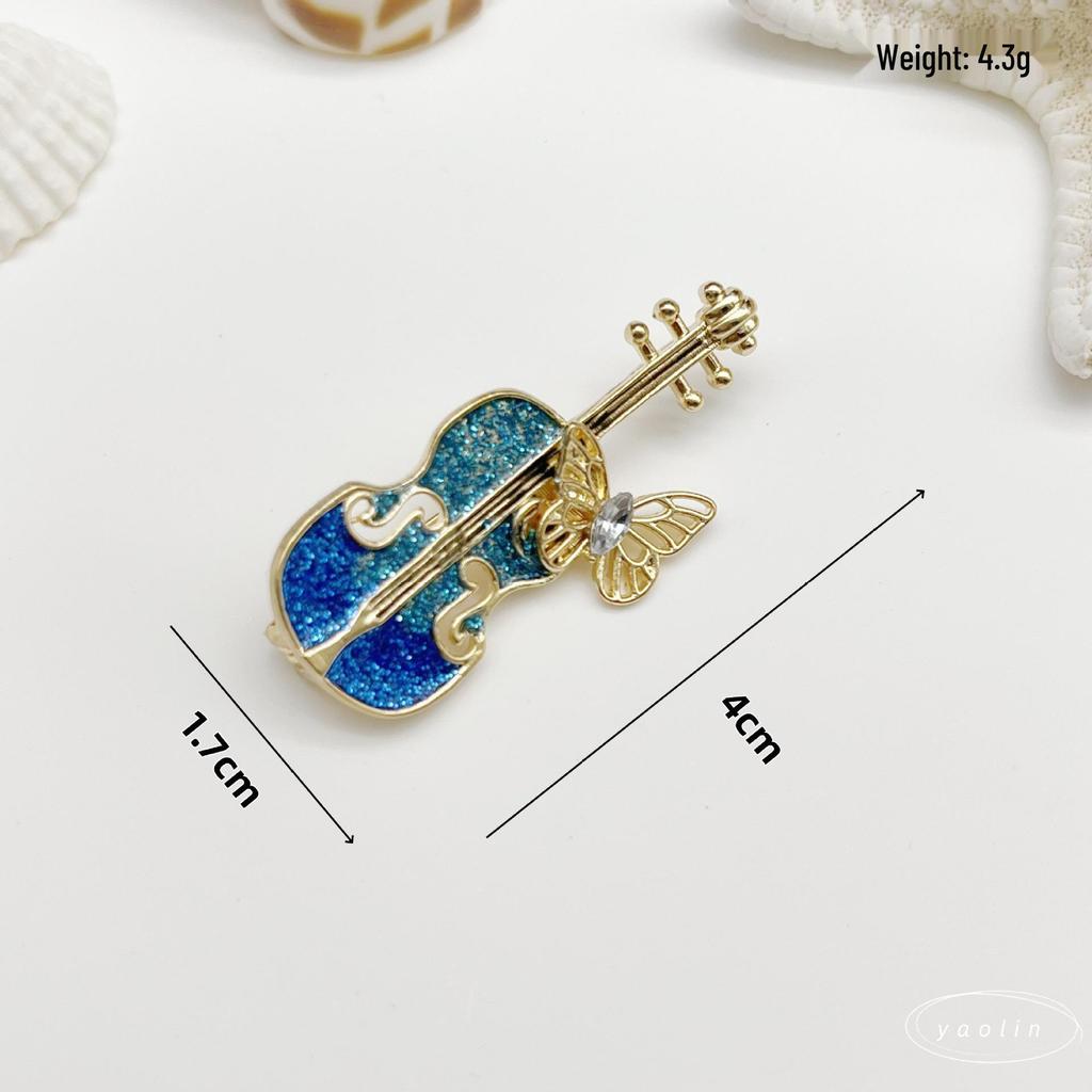 Elegante Grüne Geigenbrosche: Modischer, Kreativer Hemd-Pin Schmuck