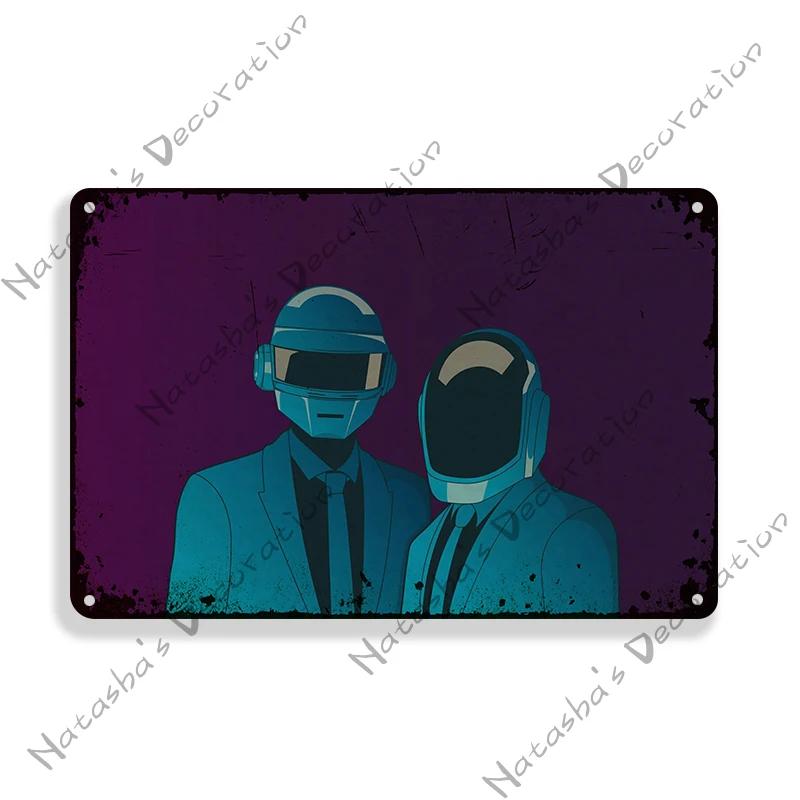 Daft Punk Vintage Poster Rock Music Metal Sign Retro Poster Metal Plaque Pub Bar Club Bedroom Decorative Plate Music Wall Decor