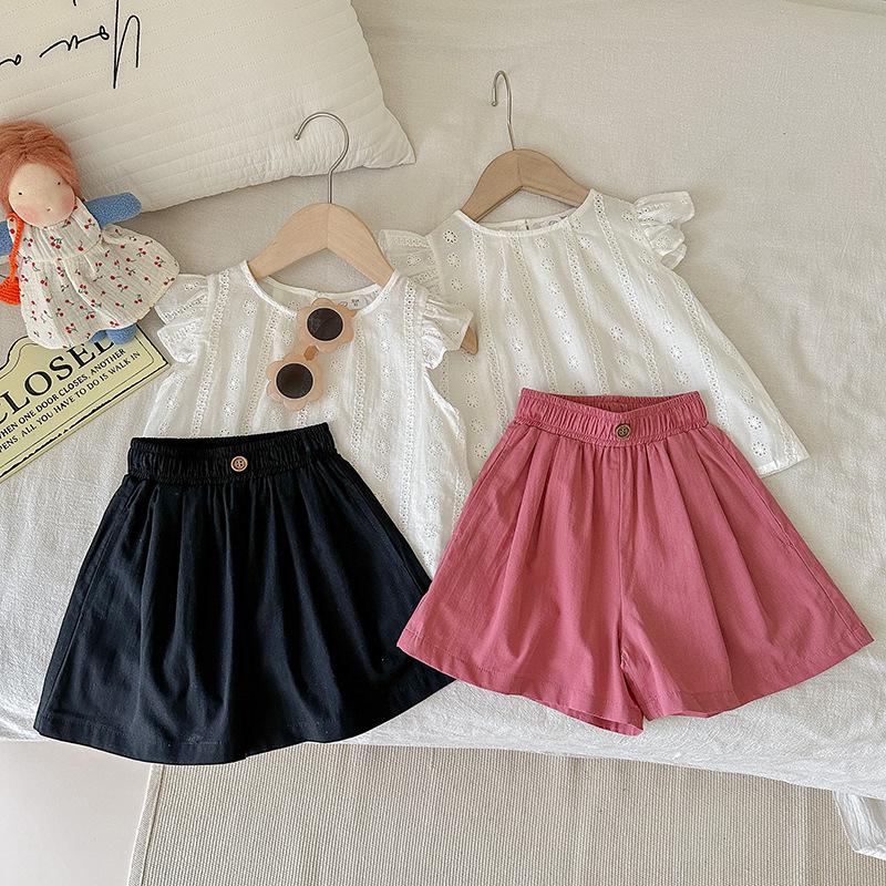 Girls' Sleeveless Ruffled Lace Tank & Shorts Set - Summer 2025 Collection