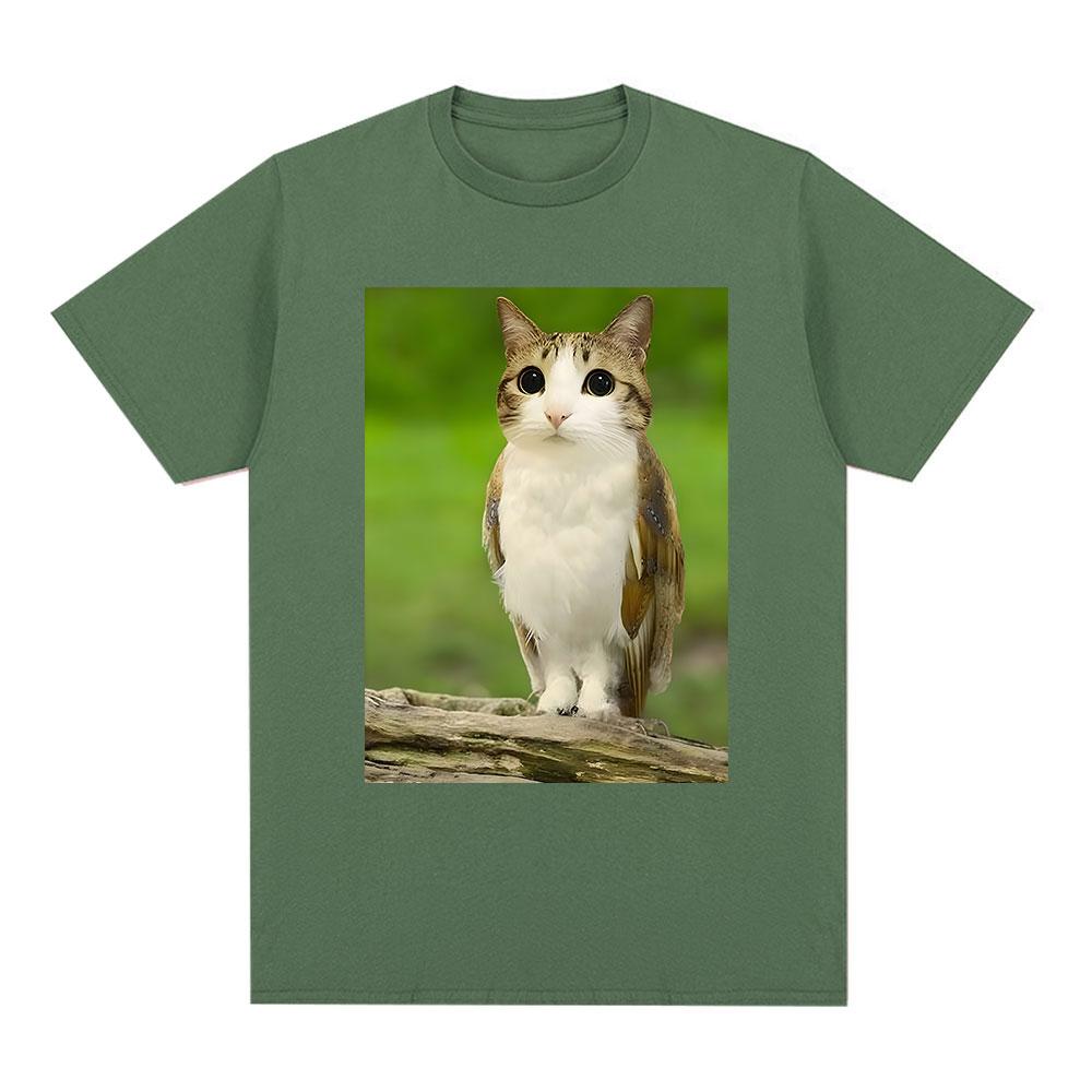 Cat Owl Funny Meowl Meme Brainrot T-shirts Men's Women Clothing Fashion Harajuku Short Sleeves T-shirt Cotton Oversized T Shirts