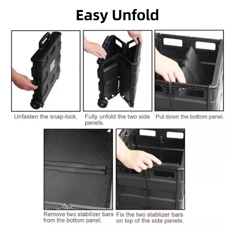Aoresac 32L Shopping Utility Cart on Wheel Heavy Duty Foldable Grocery Cart with Telescopic Handle 55lbs Load Capacity