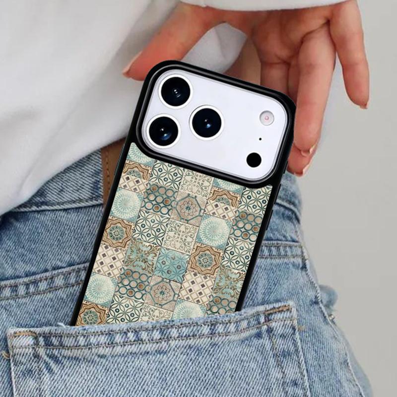 Moroccan Tiles Pattern soft Phone Case for iPhone 17ProMax 12 13 14 15 16e 17 Pro Max Plus Air Cover