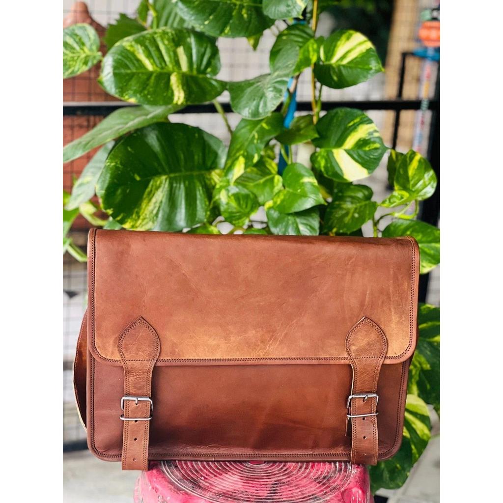 Real Pro Leather Vintage Brown Messenger Laptop Briefcase & Shoulder Bag