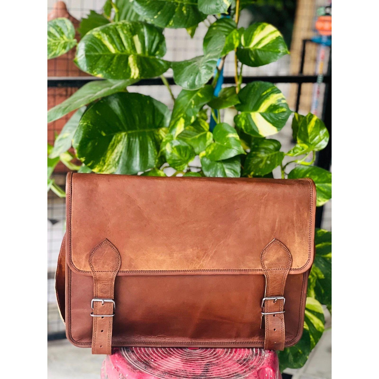 

Настоящая профессиональная кожа Винтажный коричневый Мессенджер Портфель для ноутбука и Сумка через плечо 18 x 14 x 6 in