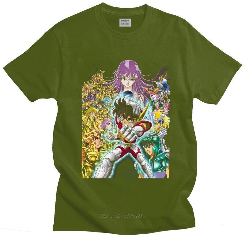 Japanese Mythological Manga Tee Top Saint Seiya T Shirt Men Cotton Tshirt Short Sleeved Knights of the Zodiac T-shirts Clothing