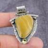 Natural Fluorite, Citrine Gemstone 925 Sterling Silver Pendant 2.17" ET-1416