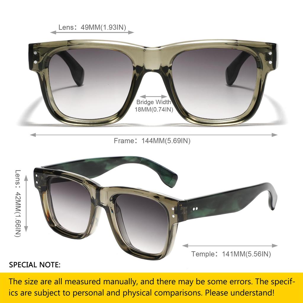 Retro Thick Square Sunglasses for Men and Trendy Rectangular Turtle Black Frame 70s 80s Eyewear [SHEEN KELLY] Women, Shades,