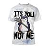 Heißer Verkauf neues Psycho Pinguin 3D gedrucktes T-Shirt lustiges Tier Kurzarm Sommer Mode verrückter Pinguin neutrales Kinder Freizeit Oberteil