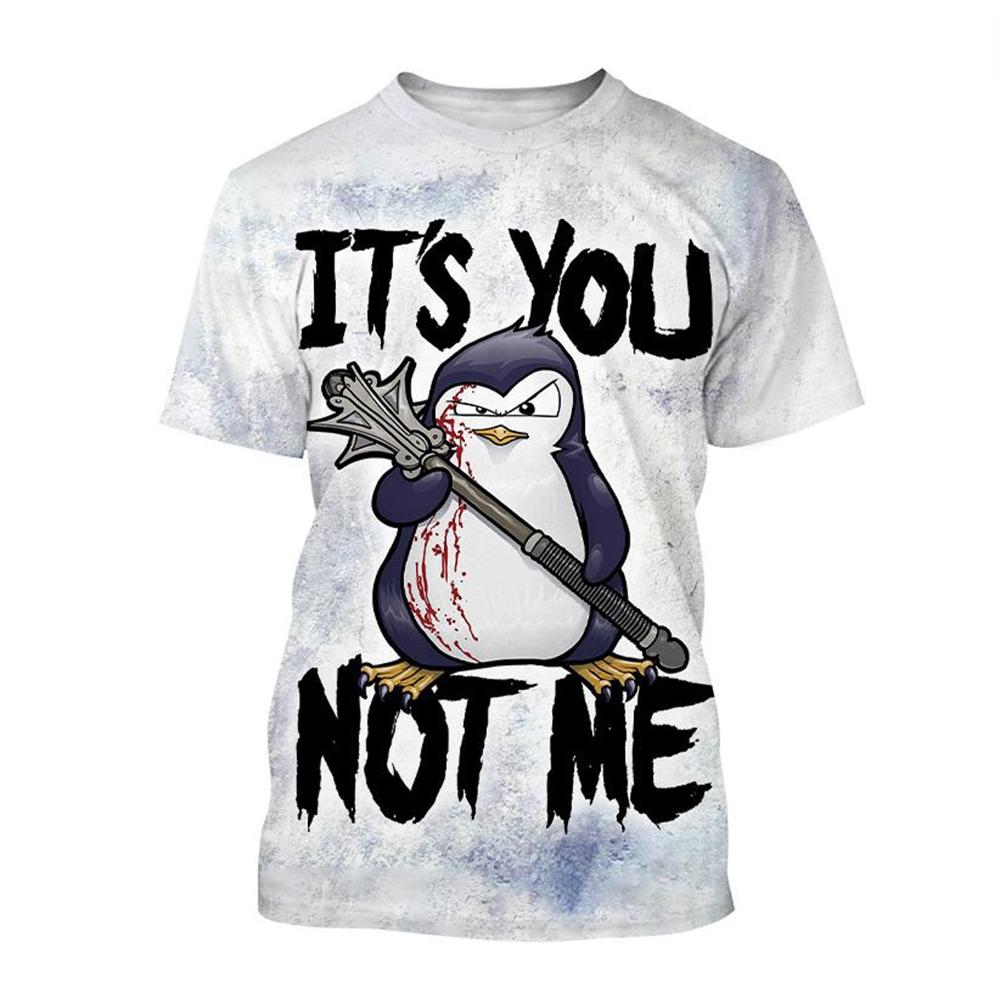 Heißer Verkauf neues Psycho Pinguin 3D gedrucktes T-Shirt lustiges Tier Kurzarm Sommer Mode verrückter Pinguin neutrales Kinder Freizeit Oberteil
