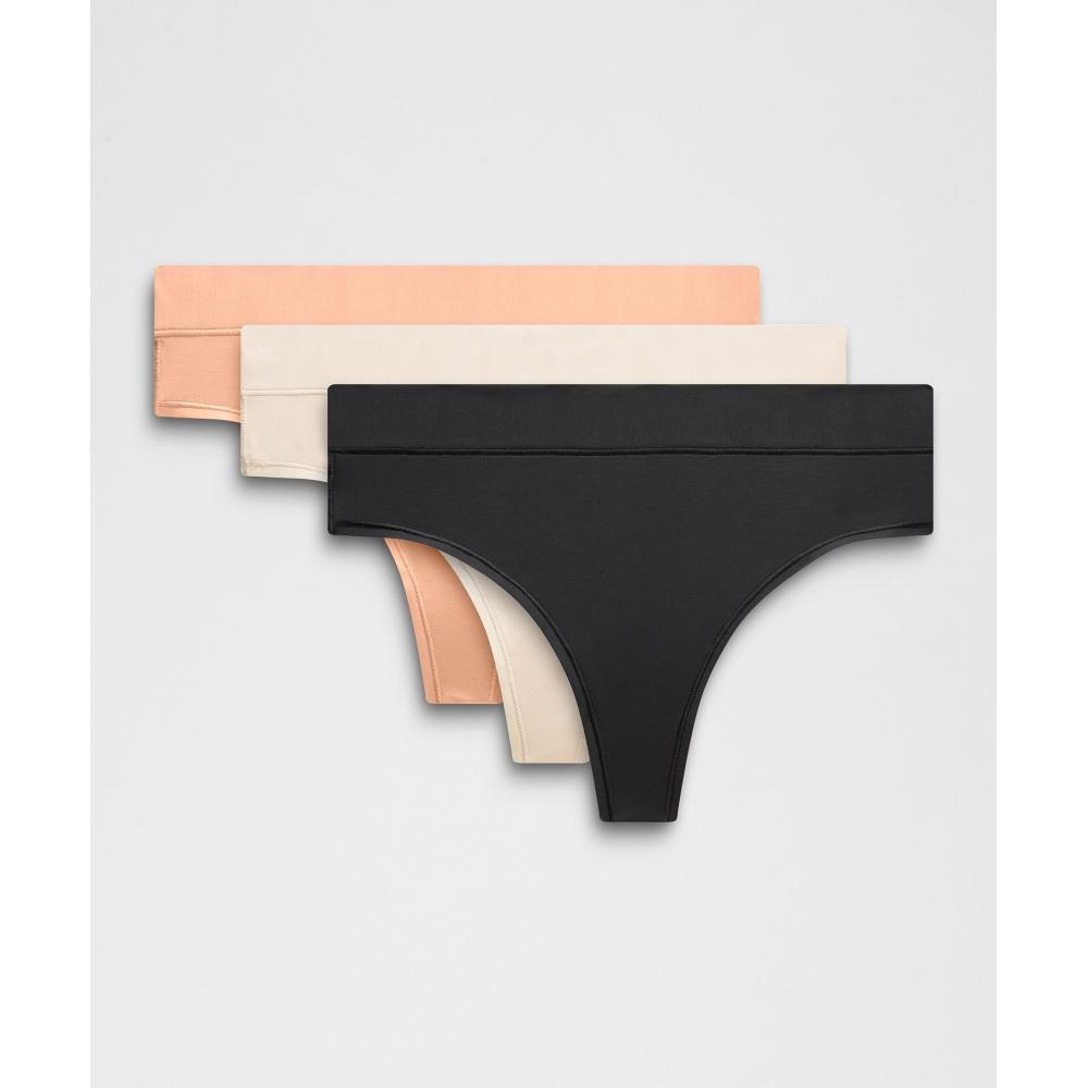 

Lululemon Underease High Rise Thong Underwear 3 Pack Black Pink Clay Sandcastle XXL