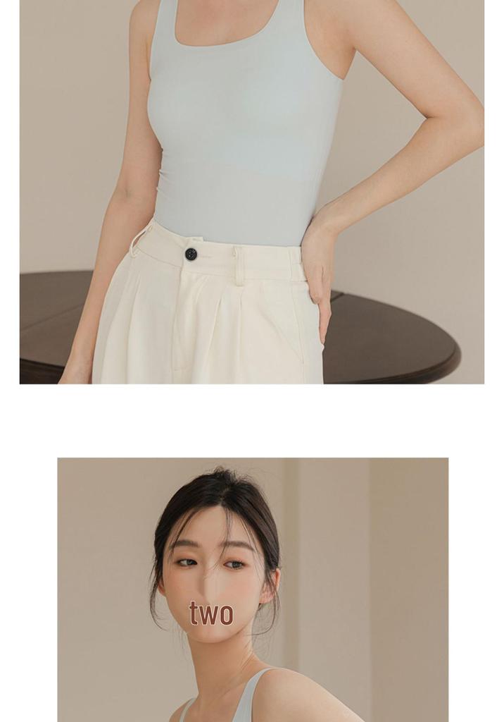 Square Neck Seamless Camisole with Chest Pads: Comfortable, Wide Strap, Fixed Cups, Beautiful Back Design for Women.