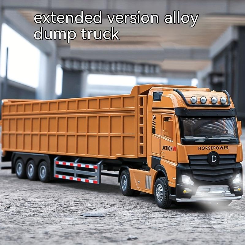 Modellino Giocattolo Camion Ribaltabile Esteso Scala 1/50 Metallo Pressofuso Porte Apribili Suono Luci Veicolo a Retrazione Modelli Ornamenti Regali per Bambini