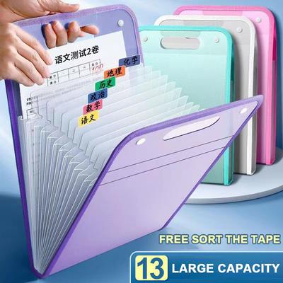 13 Pocket Folder Portable A4 Letter Size Macaroon Folding File Organizer For Classroom Office And Home Storage Stationery