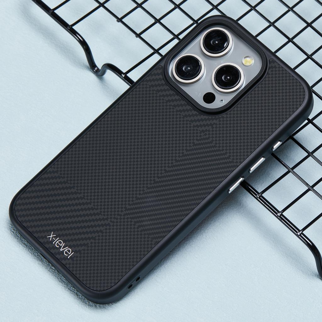 For iPhone 14 Pro Case Hard PC Scratch-Resistant Phone Cover Carbon Nano Fiber Texture