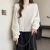 Women Loose Short Length Crew Neck Long Sleeve Casual Pullover Sweatshirt