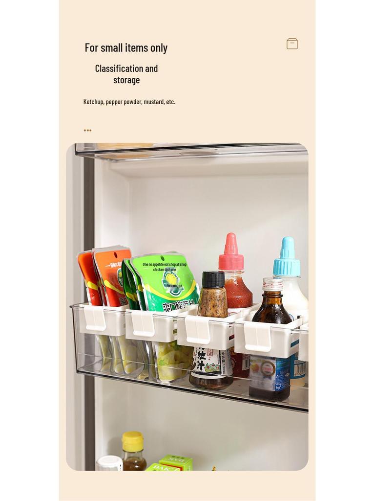 Retractable Fridge Door Organizer: Multi-Use Seasoning Divider & Anti-Tip Shelf