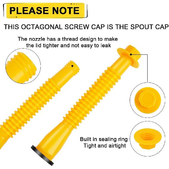 Godboy Gas Can Spout Replacement, Gas Can Nozzle, (5 Kit-Yellow) Flexible Pour Nozzle Suitable For Most 1/2/5/10 Gal Oil Cans, Fuel Can Spout