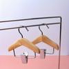 10-Pack Mini Wooden Clothes Hangers Stainless Steel Clips Pet & Dolls Clothes Accessories Hanging Storage Rack Closet Organizer