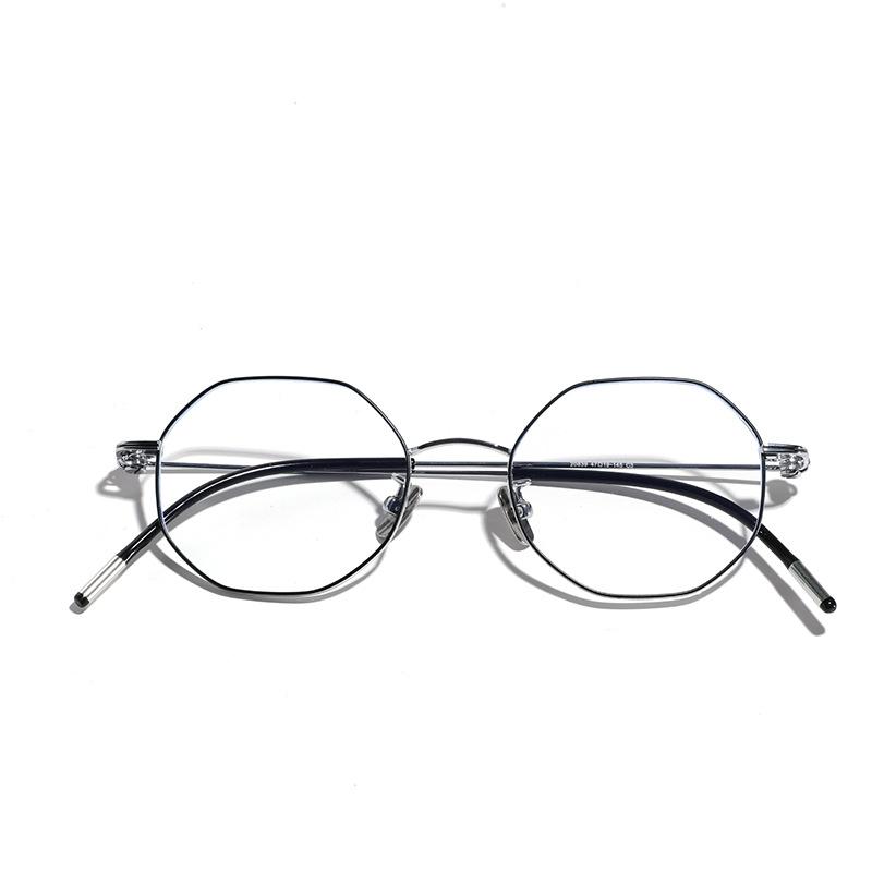 Glasses Blue Light Metal Titanium Flat Mirror Women'S Plain Mirror, Simple Myopia Mirror