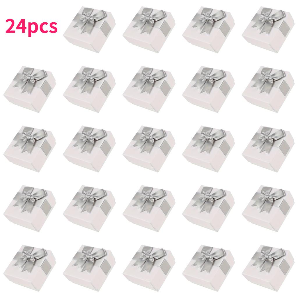 24pcs Bow Jewelry Boxes Necklaces Earring and Ring Jewelrys Display Case Cardboard Storage Box Valentine's Day Jewelry Packaging
